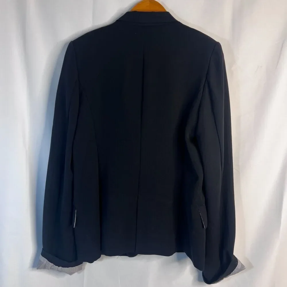Vixen Black Contrast‎ Roll Cuff One Button Blazer Jacket Size LG